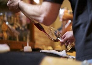 Wine being poured from barrel