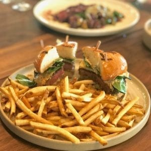 Cheeseburger and Fries at Vineyard Table & Tasting Lounge