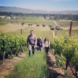 hikers in the vineyard