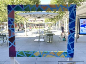 Picture This: Created by a local artist, large colorful frame to take photos in, on display in City Center Bishop Ranch.