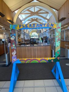 Picture This: Created by a local artist, large colorful frame to take photos in, on display in the Pleasanton library.