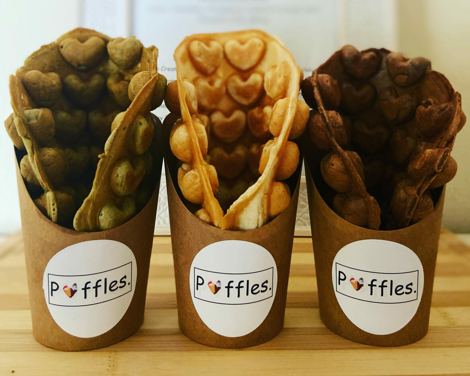 Three fluffy waffle cones.