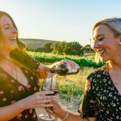 women drinking wine