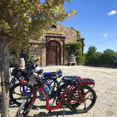 electric bikes in front of winery